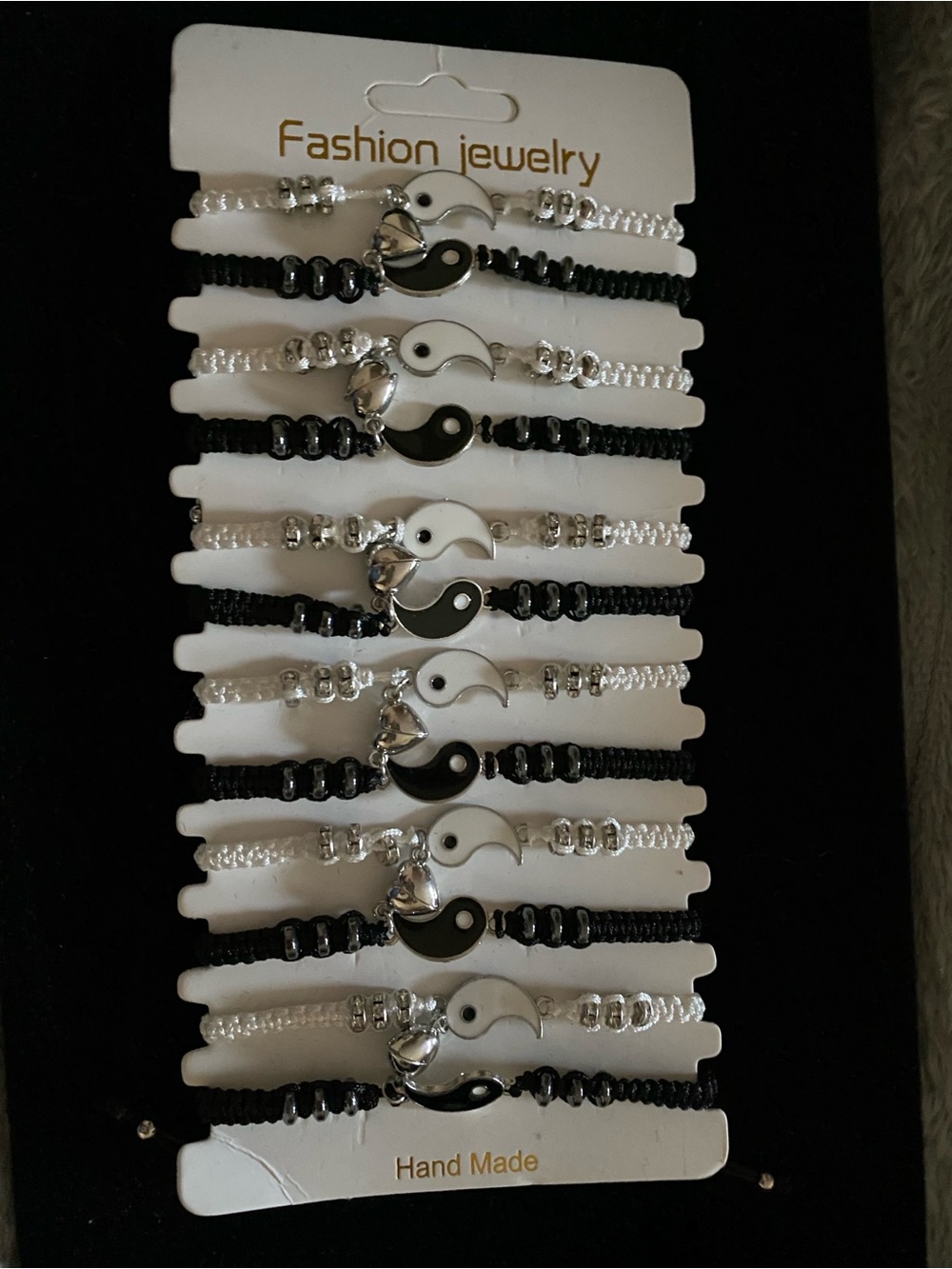 1-Fashion Jewelry Black and White Yin Yang Bracelet Pair